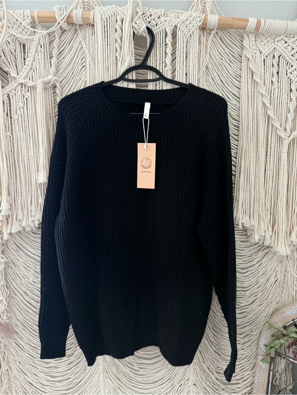 Sailwind Black Crewneck Knit Sweater - Unbranded